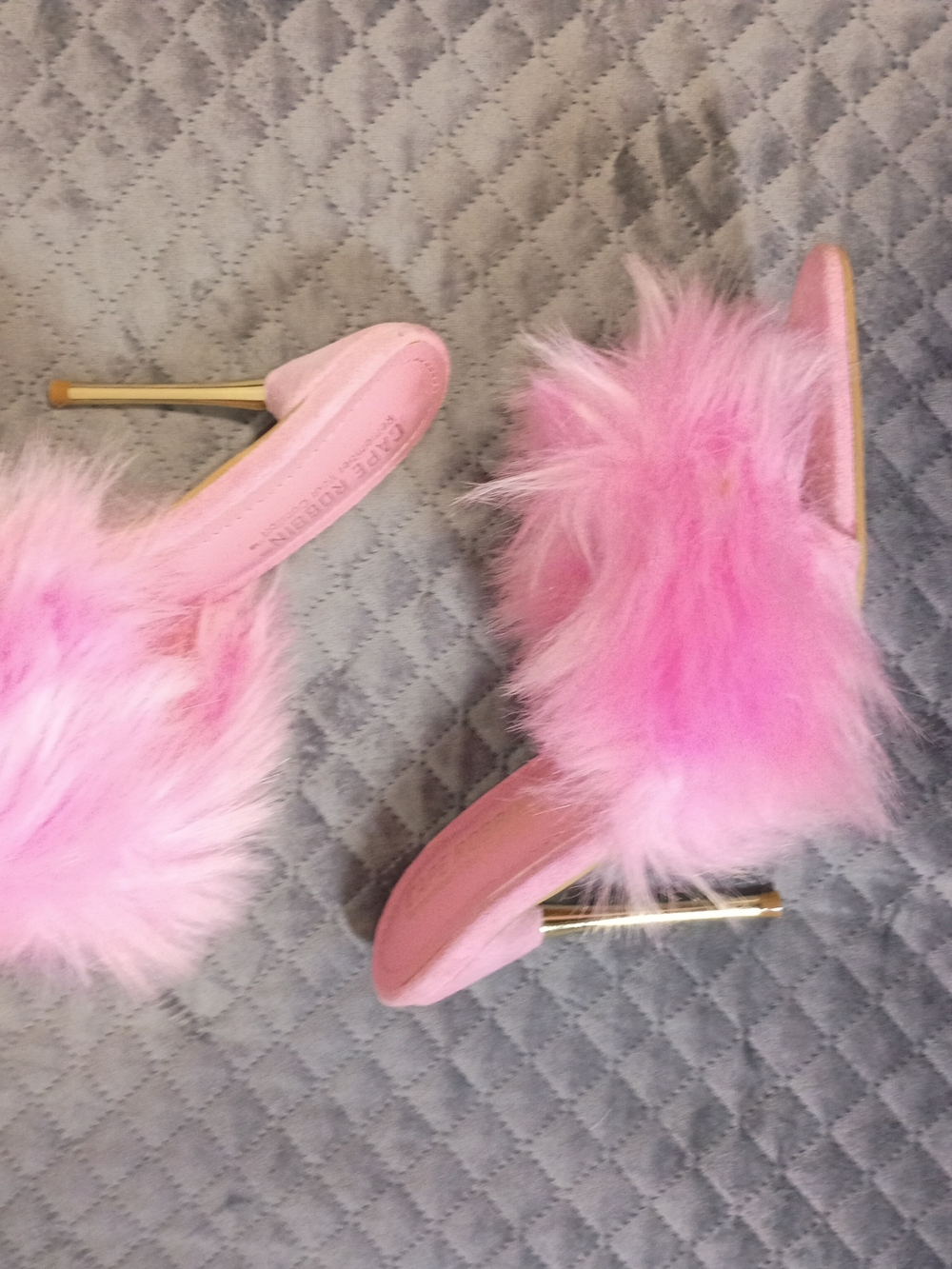 Cape Robbin Pink Faux Fur High Heel Slides - Picture 2 of 7